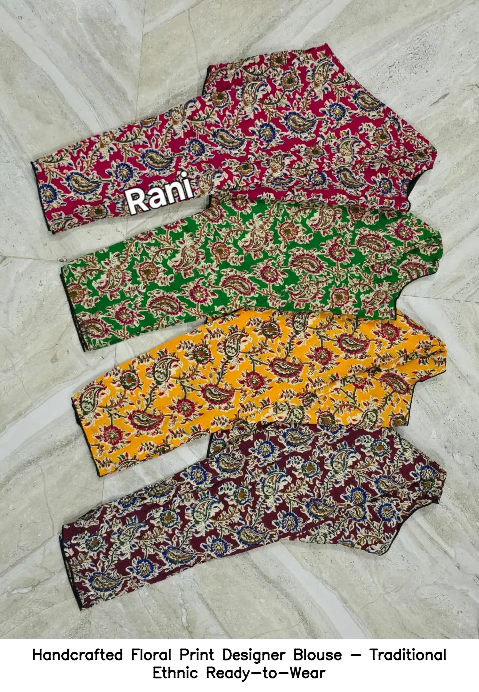 Handcrafted Floral Print Designer Blouse - Traditional Ethnic Ready-to-Wear 11