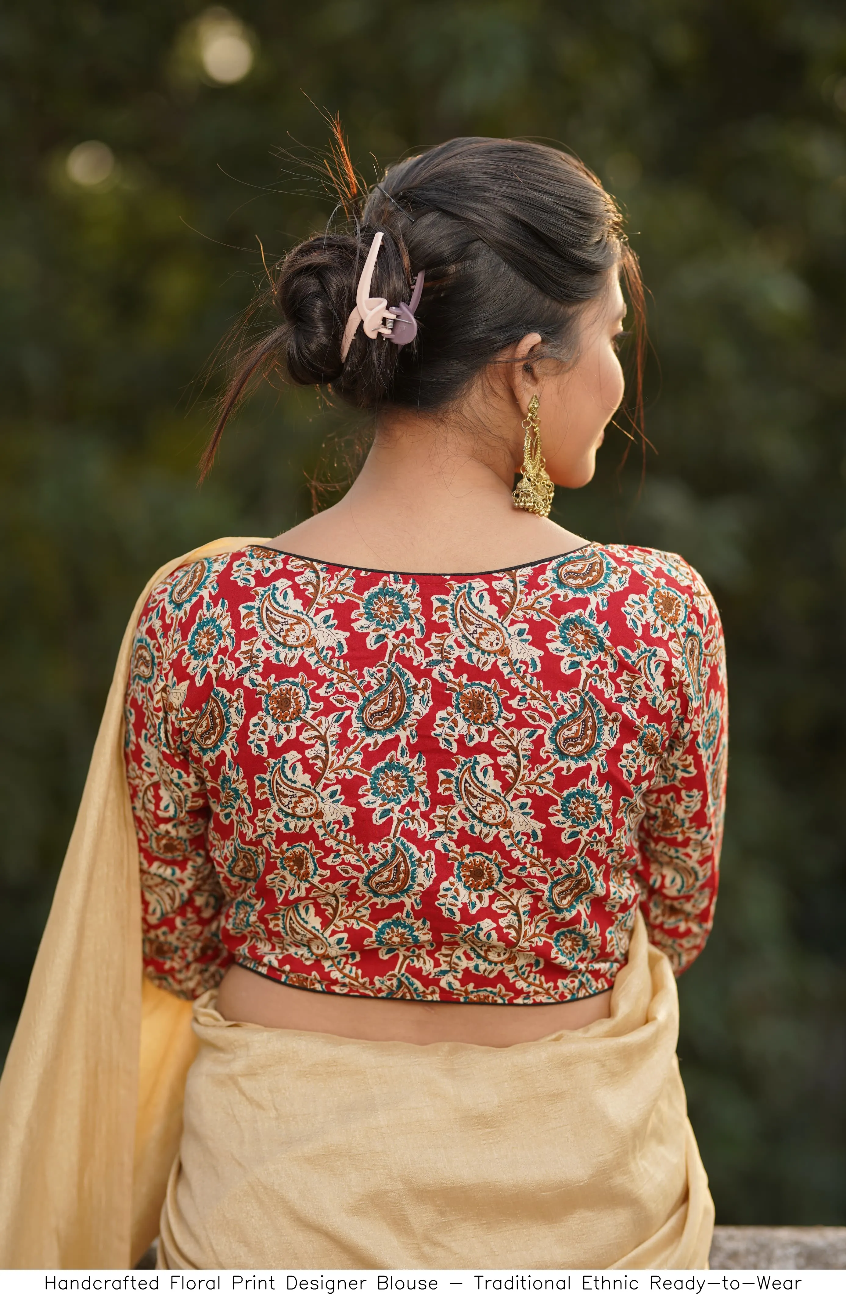 Handcrafted Floral Print Designer Blouse - Traditional Ethnic Ready-to-Wear 12