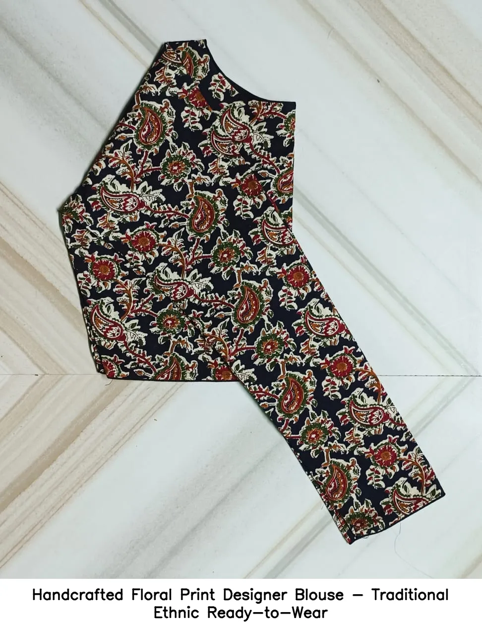 Handcrafted Floral Print Designer Blouse - Traditional Ethnic Ready-to-Wear 2
