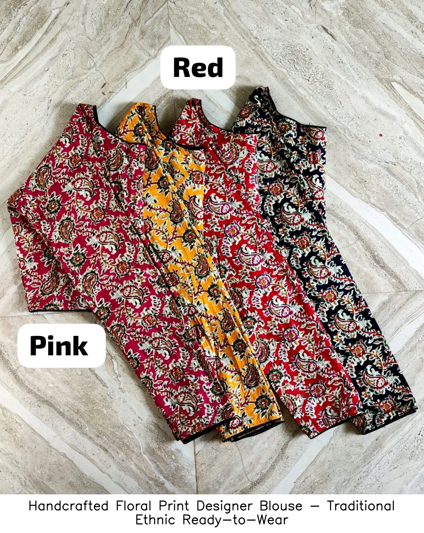 Handcrafted Floral Print Designer Blouse - Traditional Ethnic Ready-to-Wear 3
