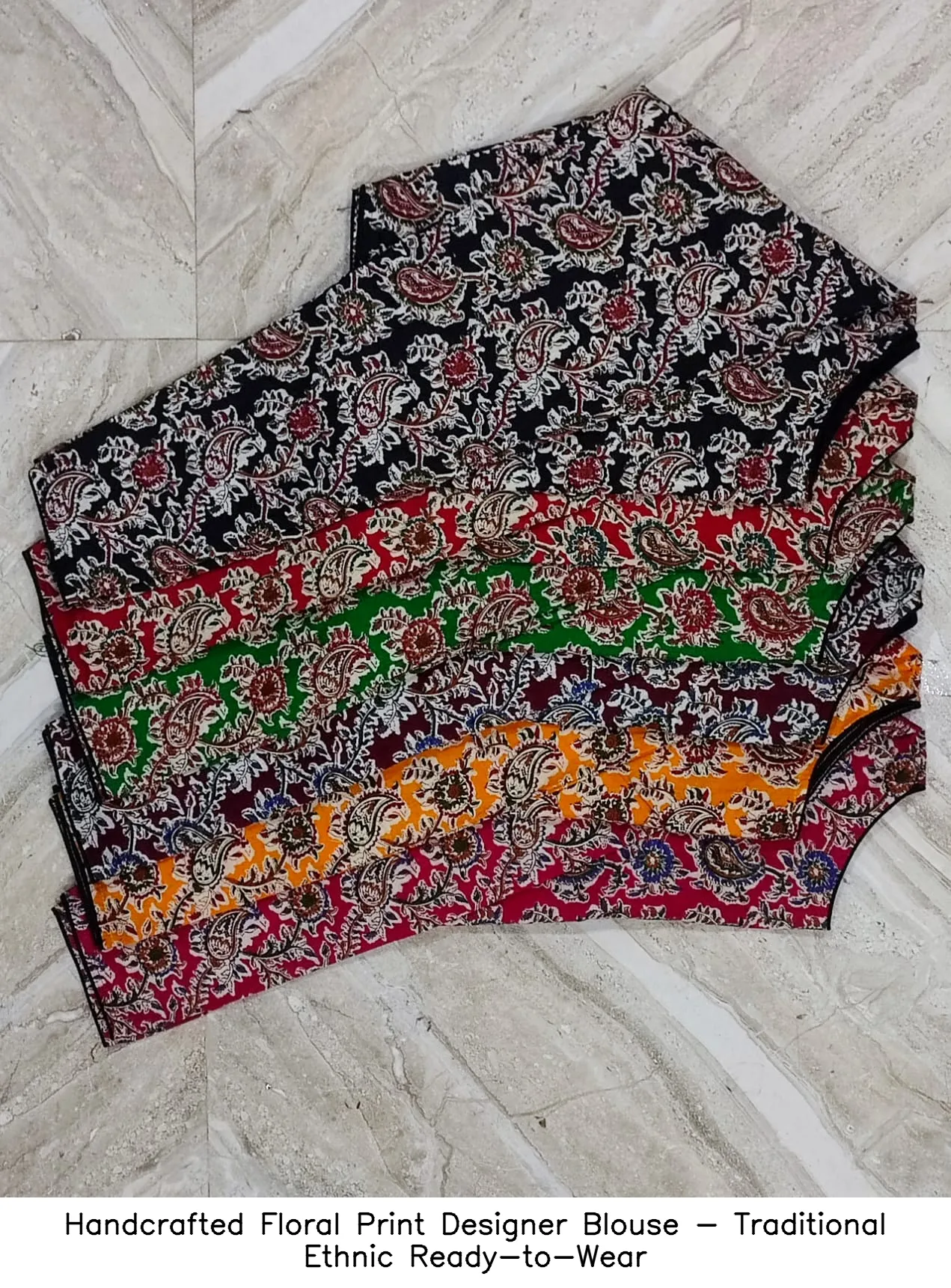 Handcrafted Floral Print Designer Blouse - Traditional Ethnic Ready-to-Wear 5