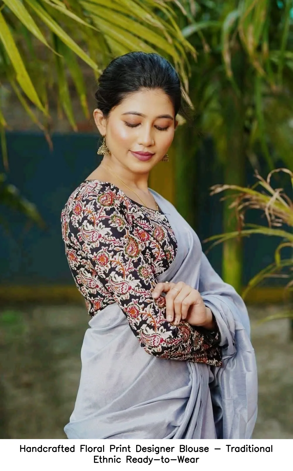 Handcrafted Floral Print Designer Blouse - Traditional Ethnic Ready-to-Wear 6