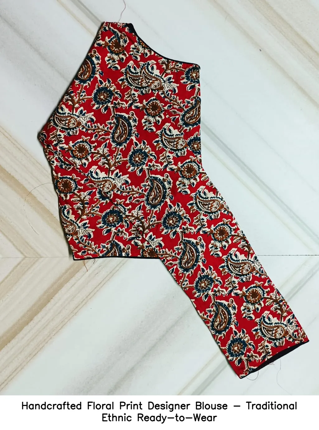 Handcrafted Floral Print Designer Blouse - Traditional Ethnic Ready-to-Wear 7