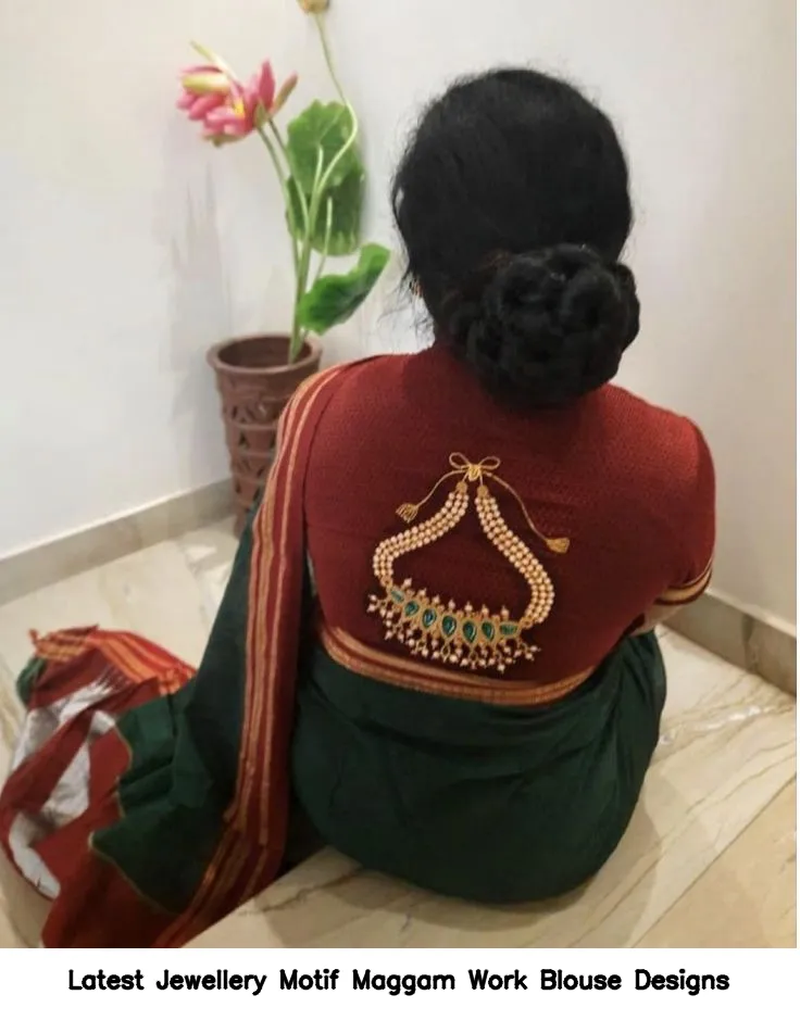 Latest Jewellery Motif Maggam Work Blouse Designs