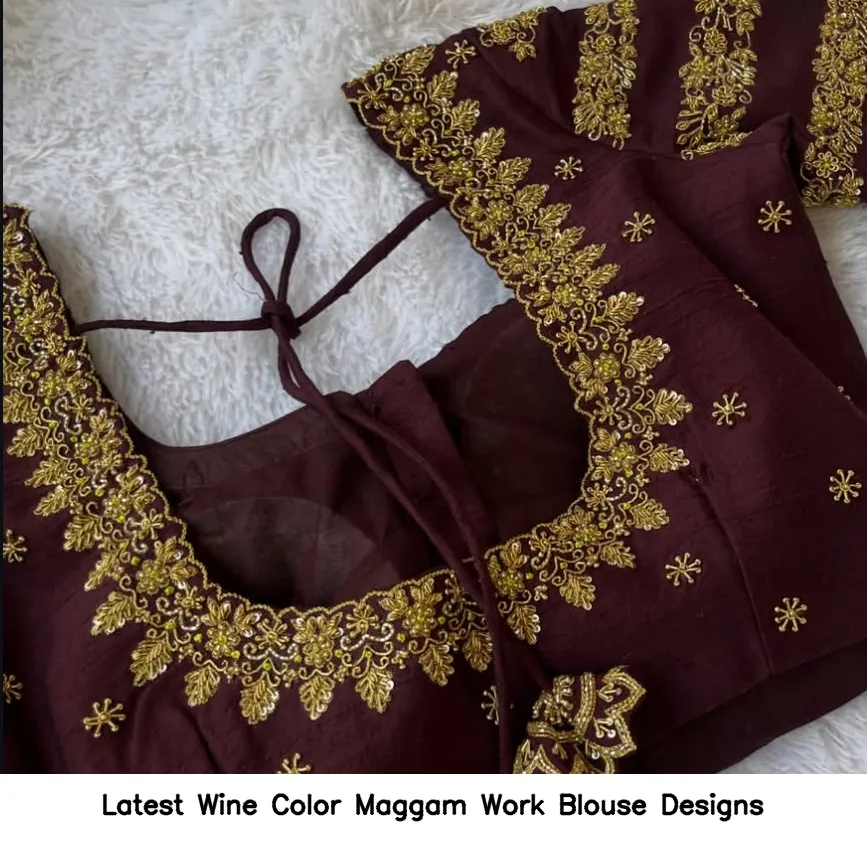 Latest Wine Color Maggam Work Blouse Designs