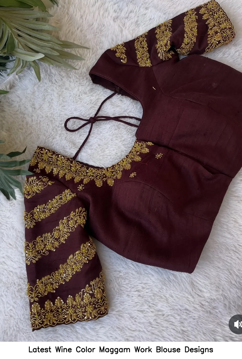Latest Wine Color Maggam Work Blouse Designs