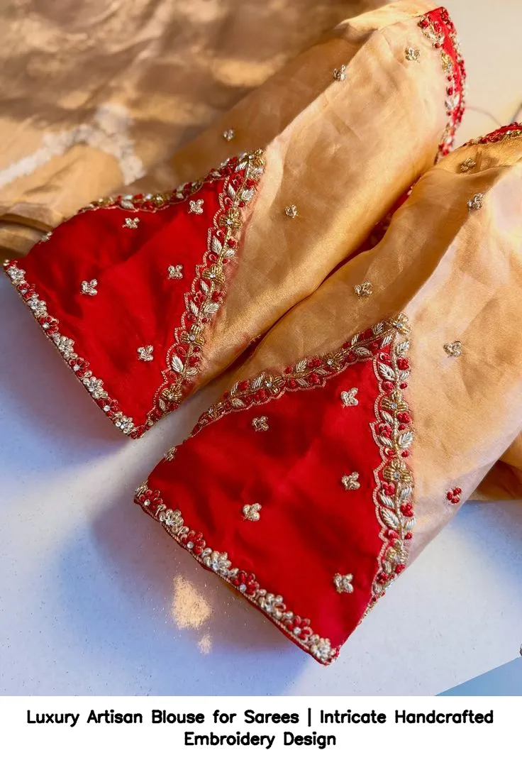 Luxury Artisan Blouse for Sarees | Intricate Handcrafted Embroidery Design