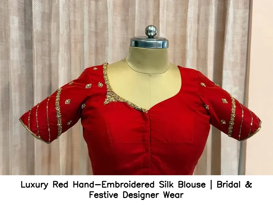 Luxury Red Hand-Embroidered Silk Blouse | Bridal & Festive Designer Wear 2
