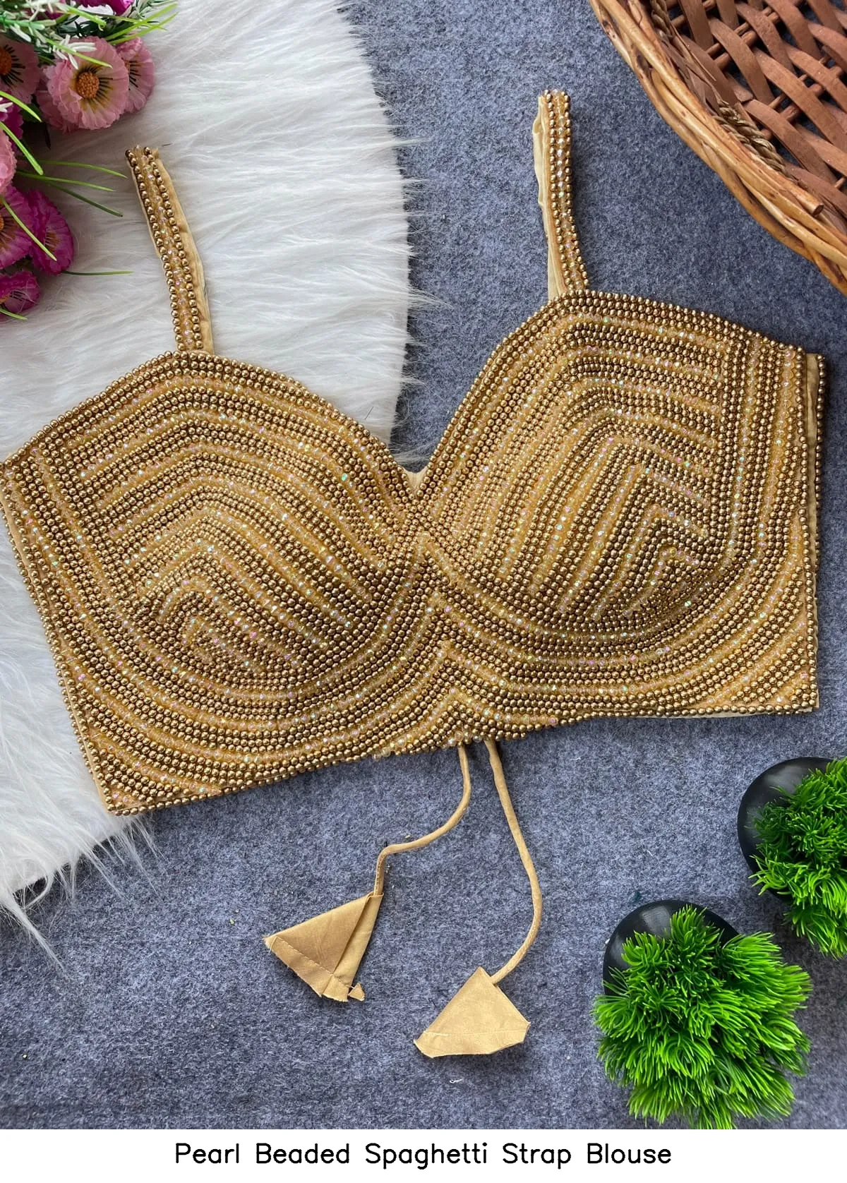 Pearl Beaded Spaghetti Strap Blouse 5