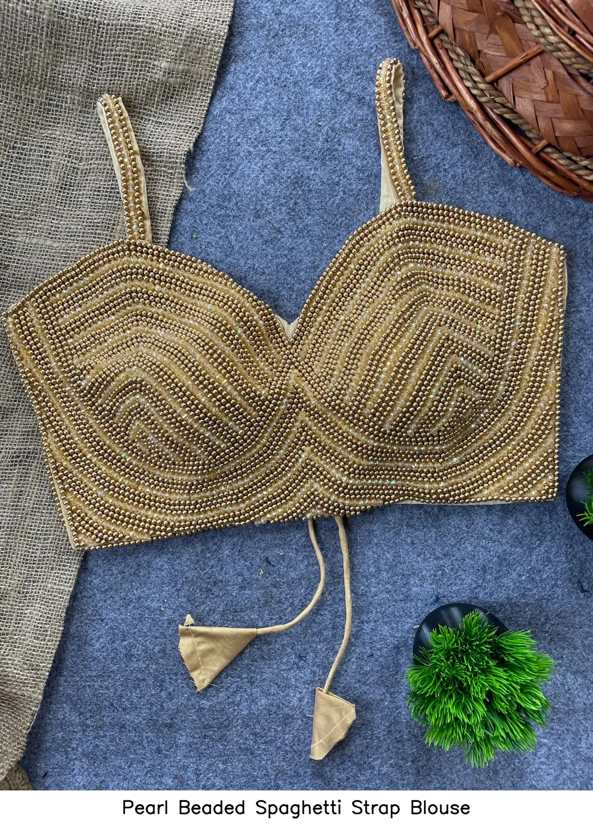 Pearl Beaded Spaghetti Strap Blouse 7