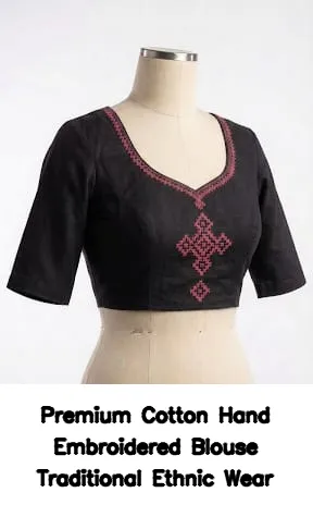 Premium Cotton Hand Embroidered Blouse Traditional Ethnic Wear