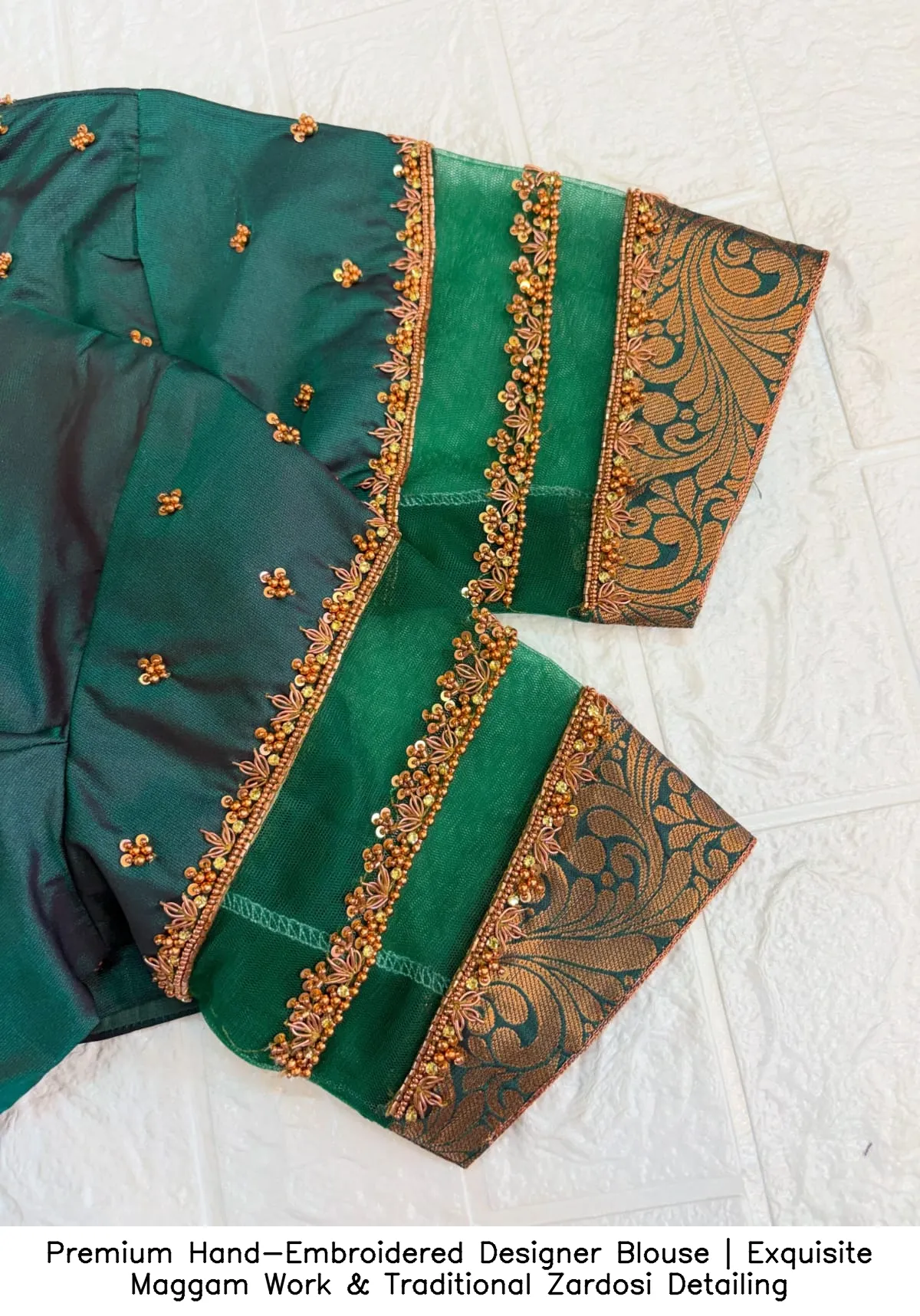 Premium Hand-Embroidered Designer Blouse | Exquisite Maggam Work & Traditional Zardosi Detailing