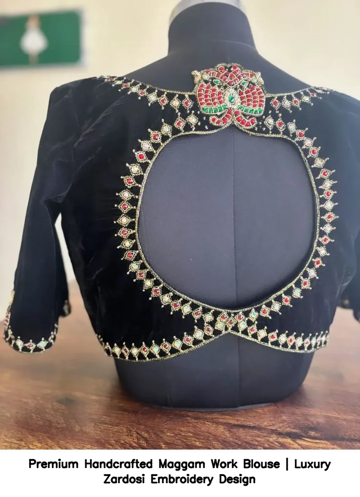 Premium Handcrafted Maggam Work Blouse | Luxury Zardosi Embroidery Design