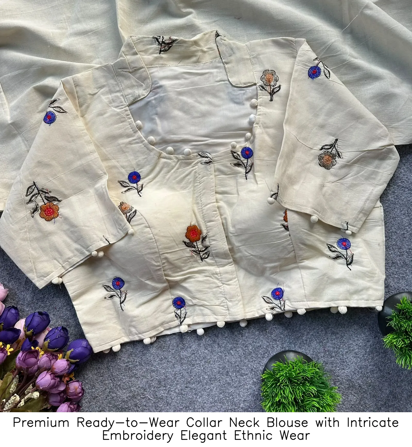 Premium Ready-to-Wear Collar Neck Blouse with Intricate Embroidery – Elegant Ethnic Wear 15