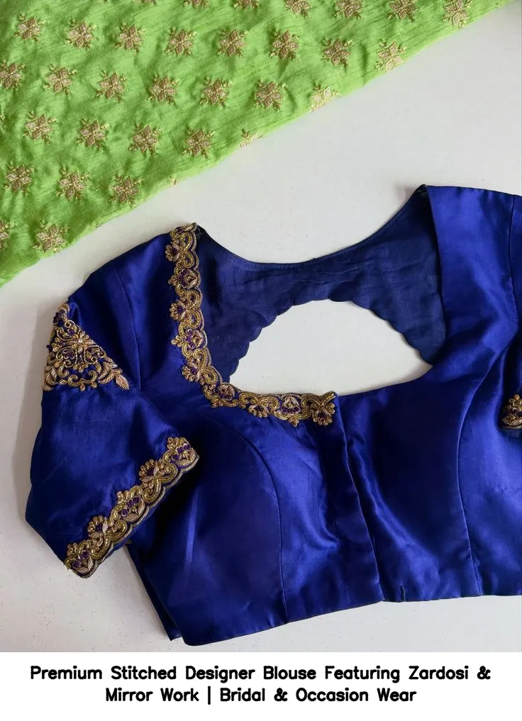 Premium Stitched Designer Blouse Featuring Zardosi & Mirror Work | Bridal & Occasion Wear