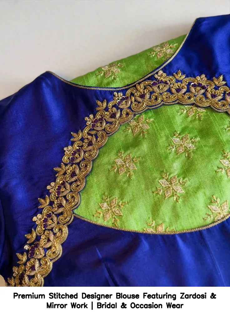 Premium Stitched Designer Blouse Featuring Zardosi & Mirror Work | Bridal & Occasion Wear