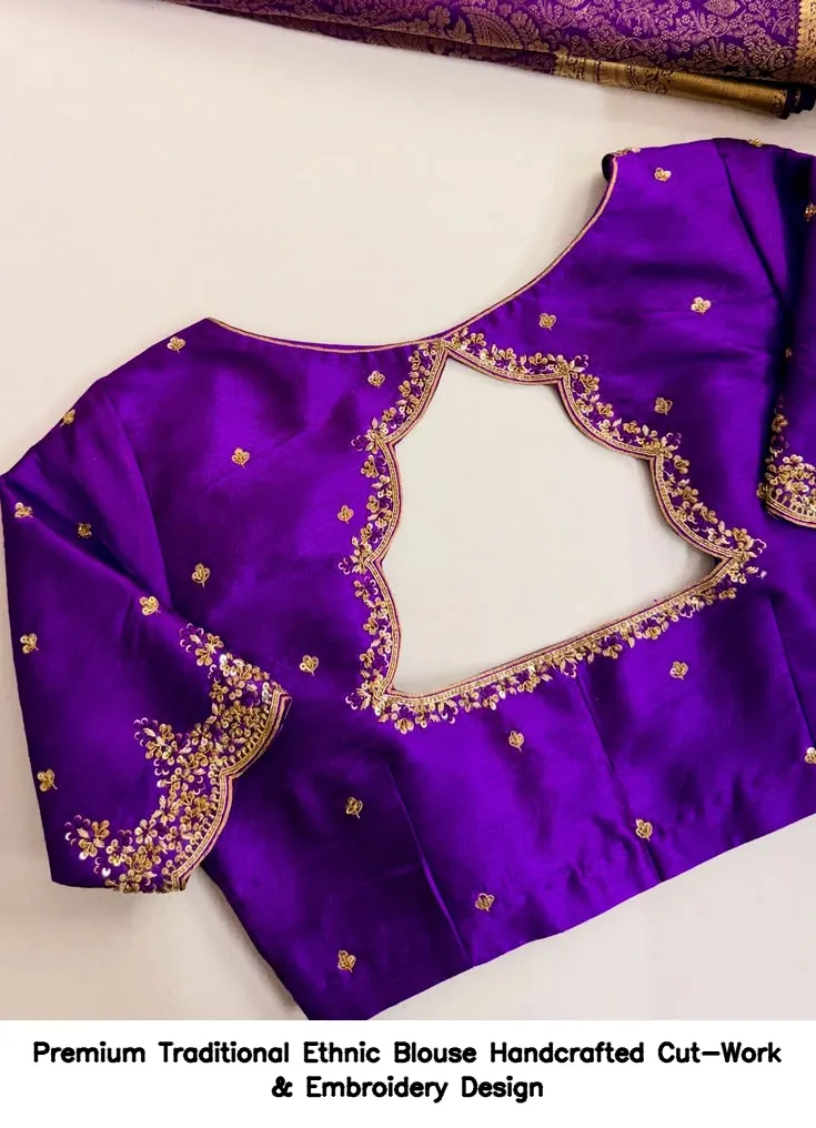 Premium Traditional Ethnic Blouse – Handcrafted Cut-Work & Embroidery Design