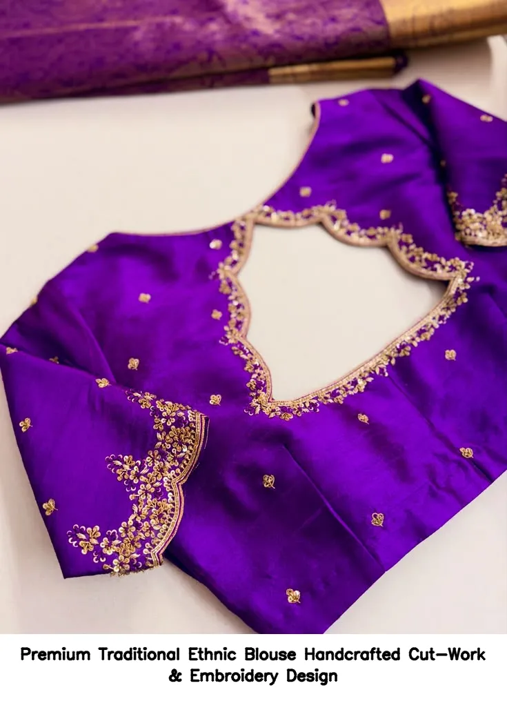 Premium Traditional Ethnic Blouse – Handcrafted Cut-Work & Embroidery Design