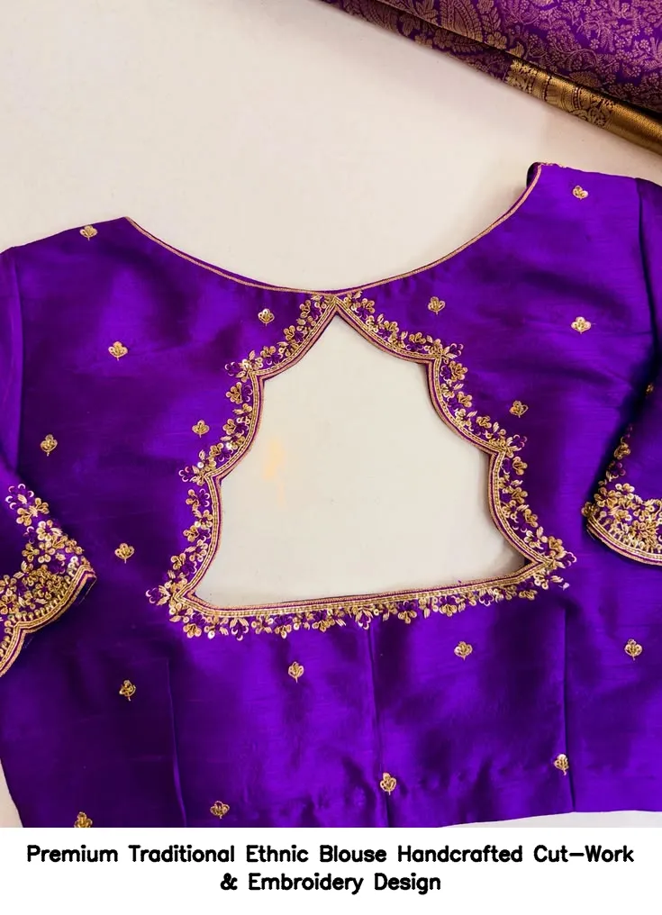 Premium Traditional Ethnic Blouse – Handcrafted Cut-Work & Embroidery Design