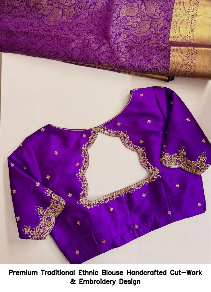 Premium Traditional Ethnic Blouse – Handcrafted Cut-Work & Embroidery Design