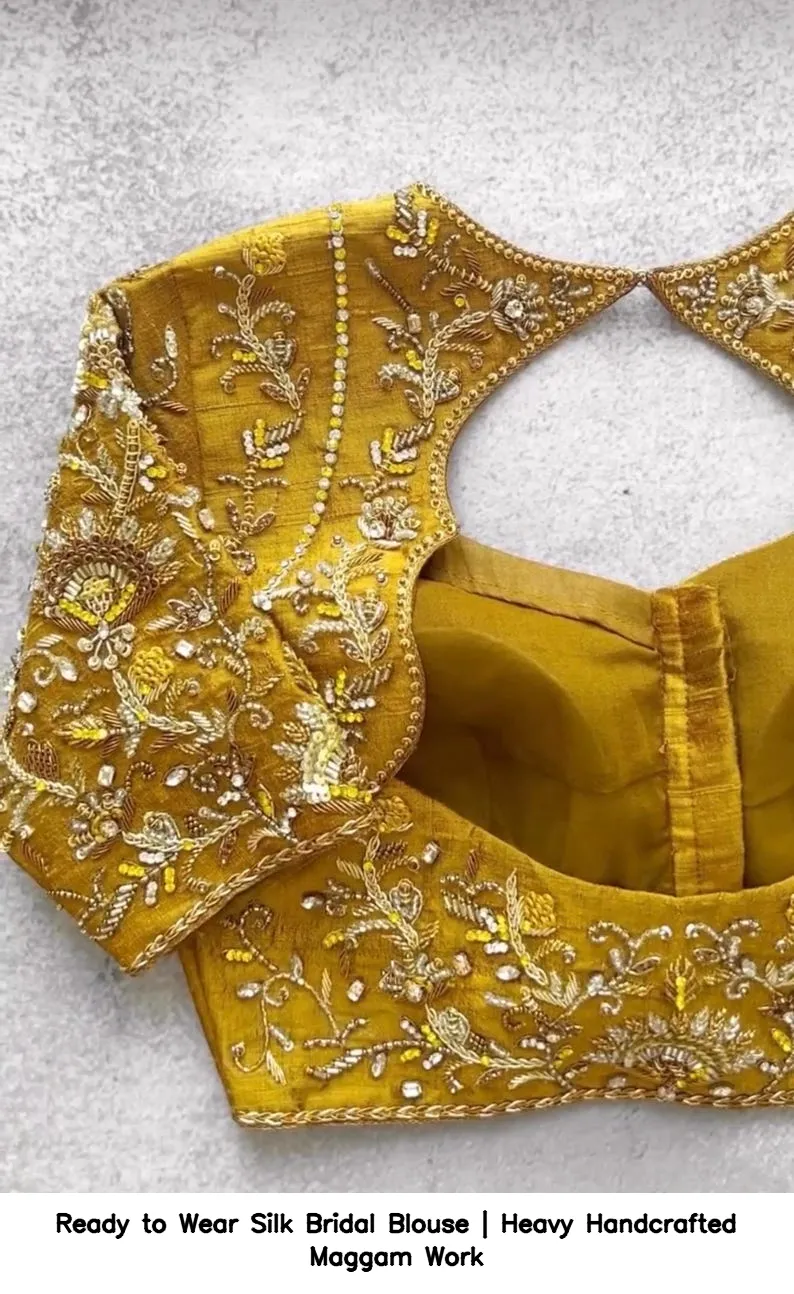 Ready to Wear Silk Bridal Blouse | Heavy Handcrafted Maggam Work 1