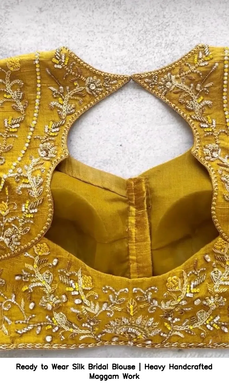 Ready to Wear Silk Bridal Blouse | Heavy Handcrafted Maggam Work 6