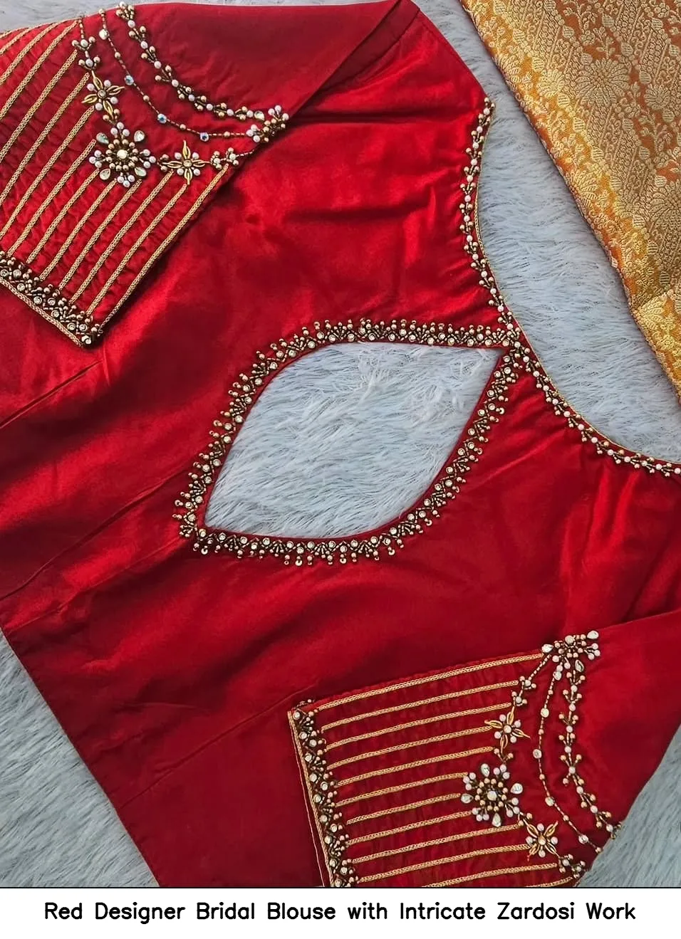 Red Designer Bridal Blouse with Intricate Zardosi Work 4