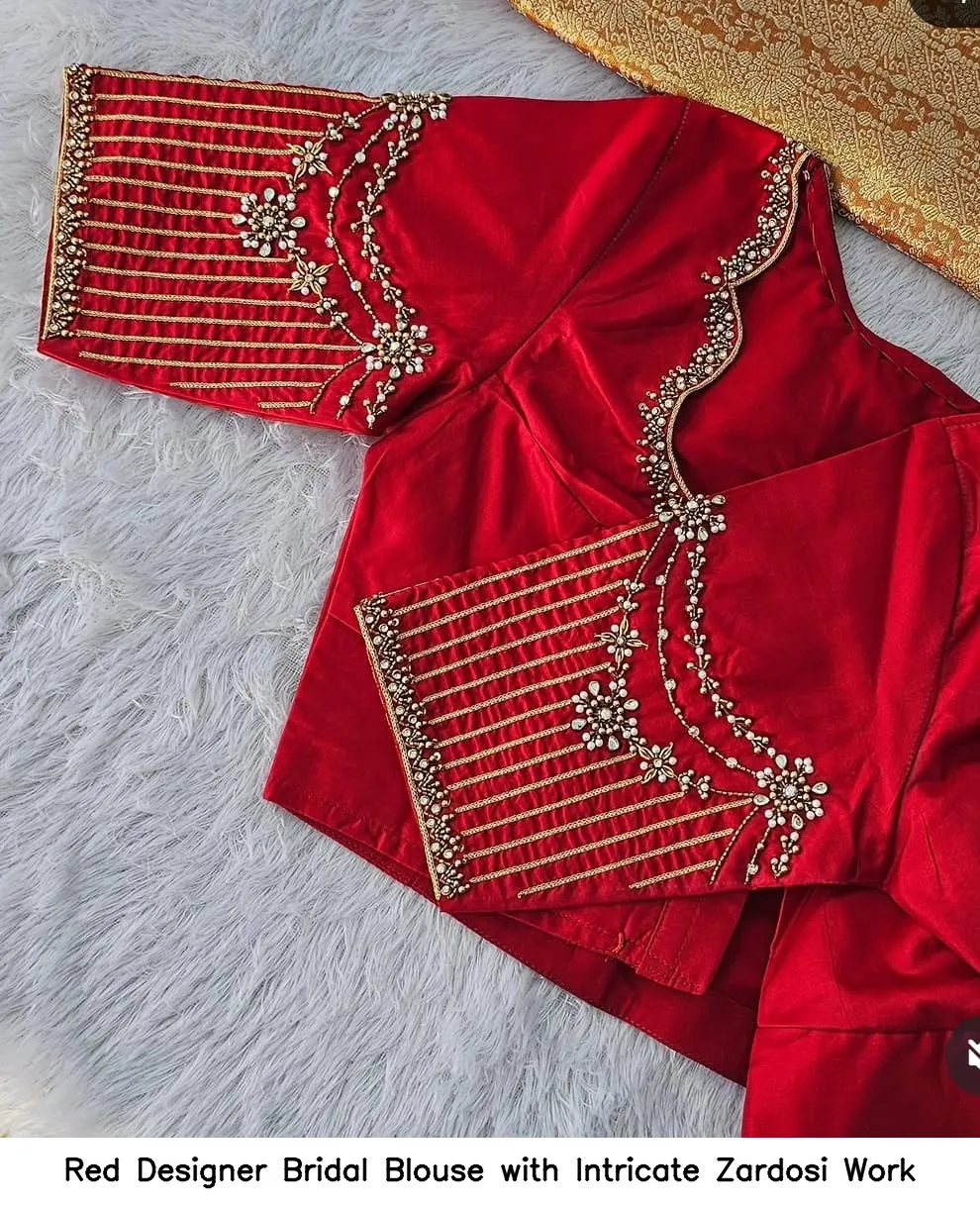 Red Designer Bridal Blouse with Intricate Zardosi Work 5