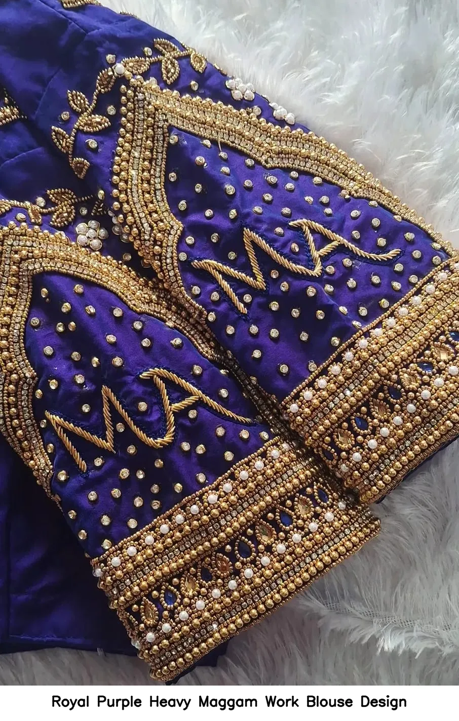 Royal Purple Heavy Maggam Work Blouse Design