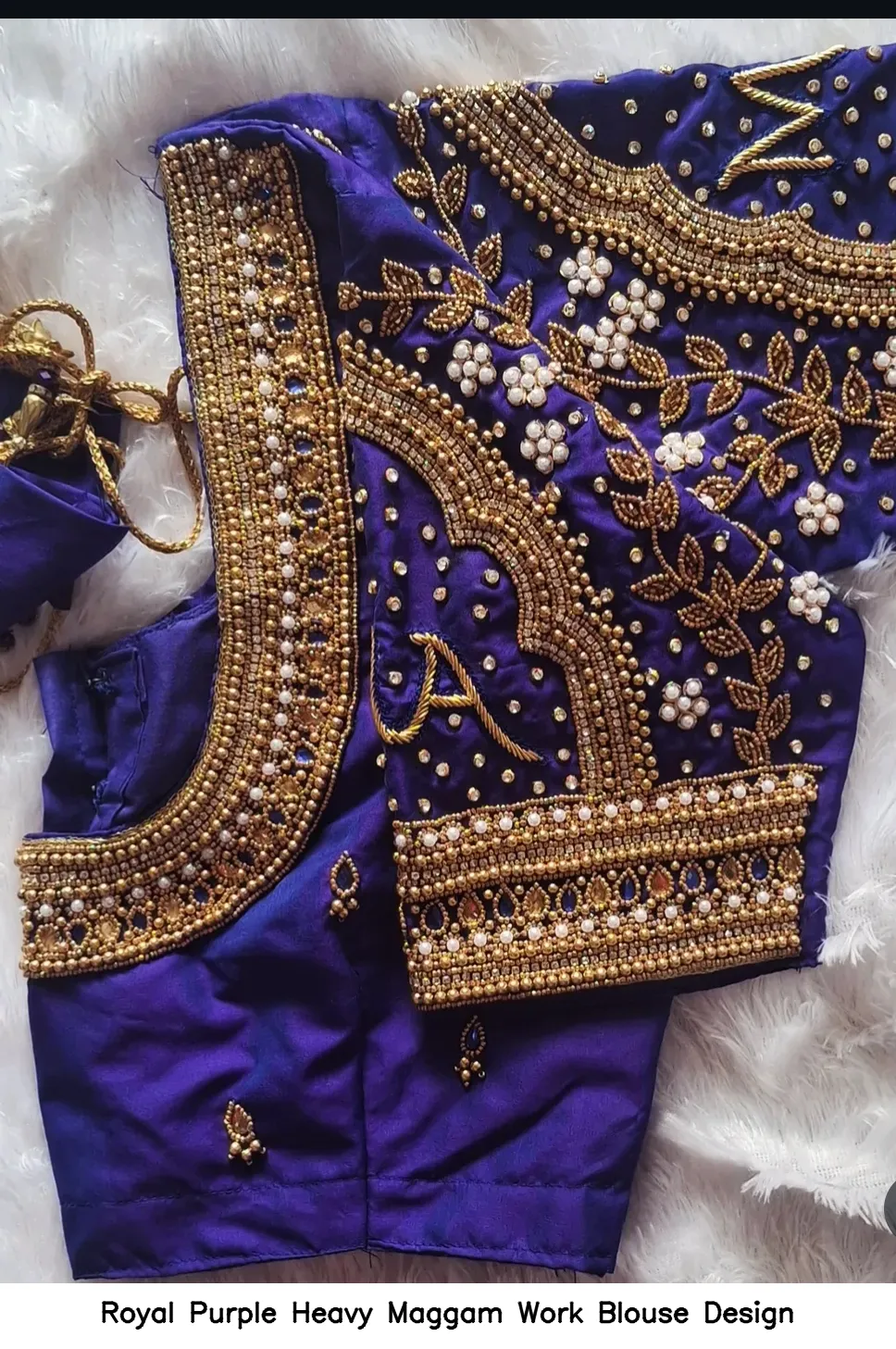 Royal Purple Heavy Maggam Work Blouse Design