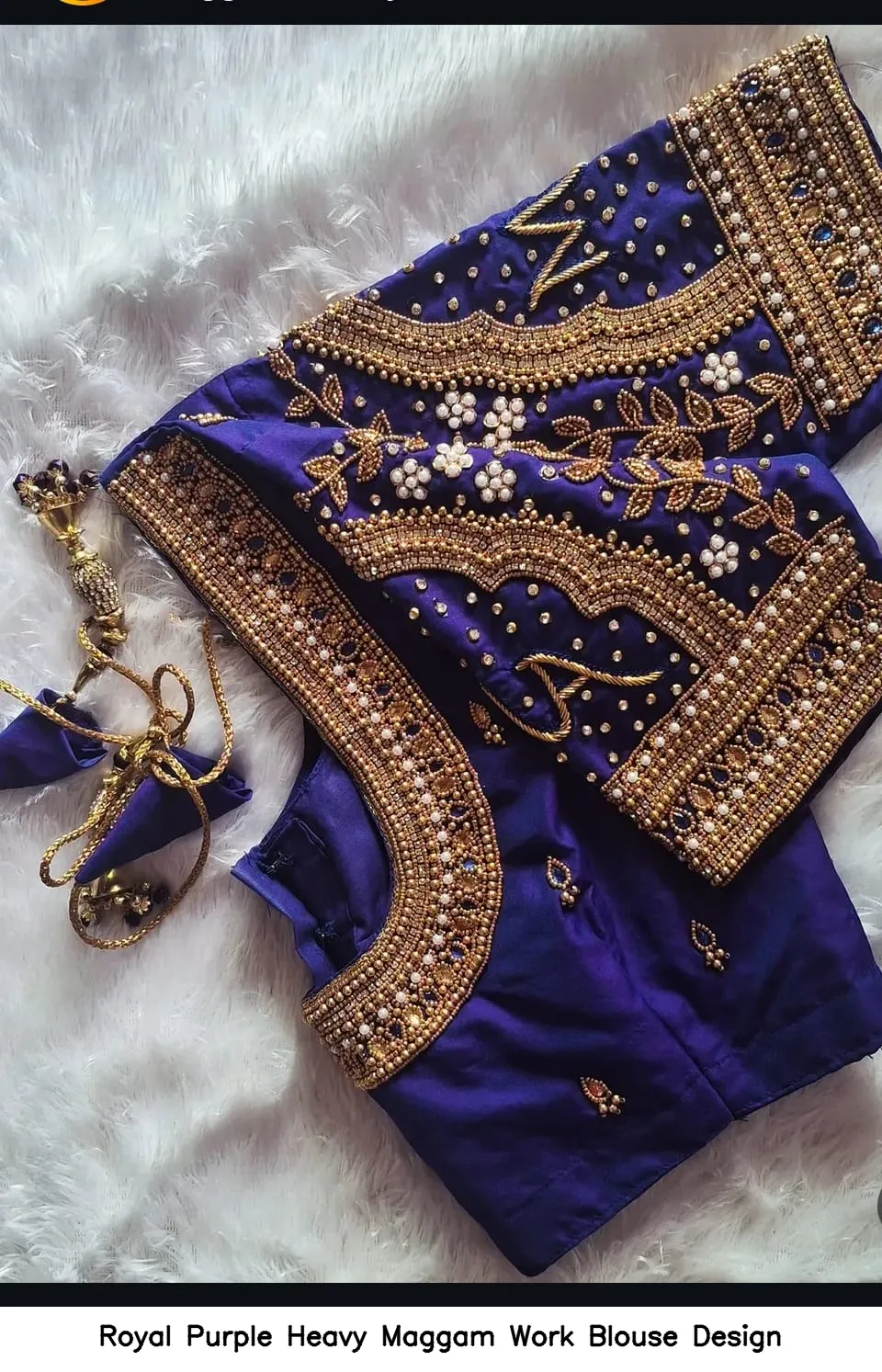 Royal Purple Heavy Maggam Work Blouse Design