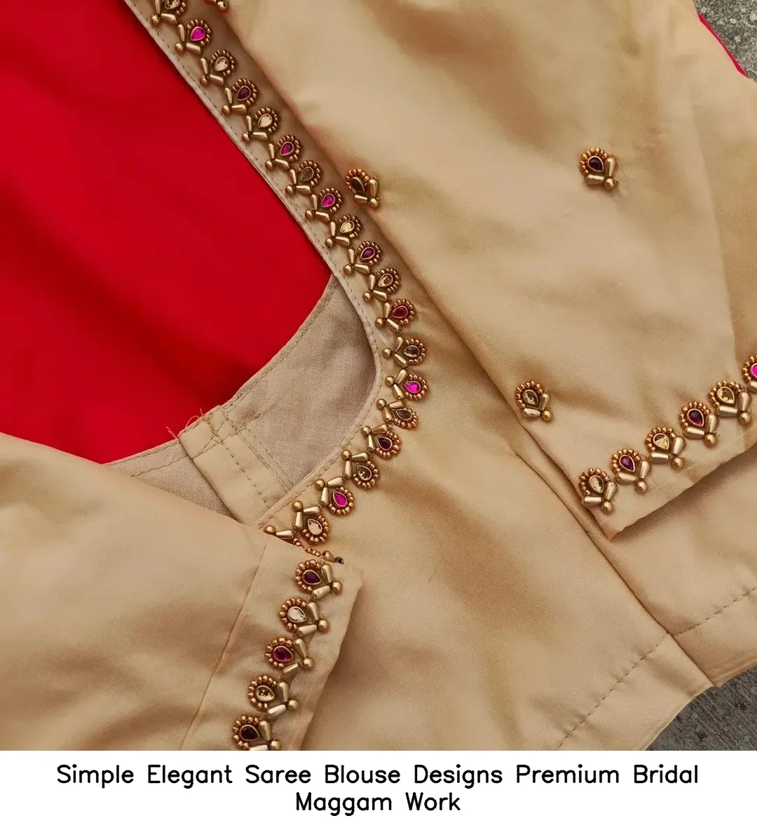 Simple Elegant Saree Blouse Designs Premium Bridal Maggam Work