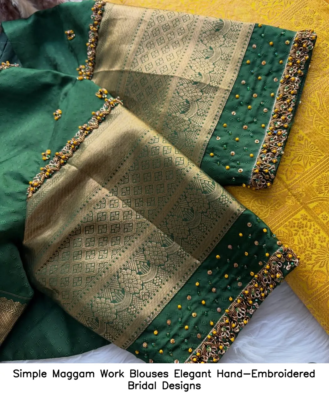 Simple Maggam Work Blouses Elegant Hand-Embroidered Bridal Designs