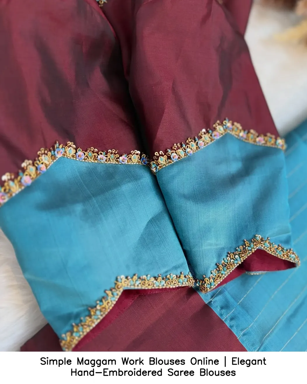 Simple Maggam Work Blouses Online | Elegant Hand-Embroidered Saree Blouses