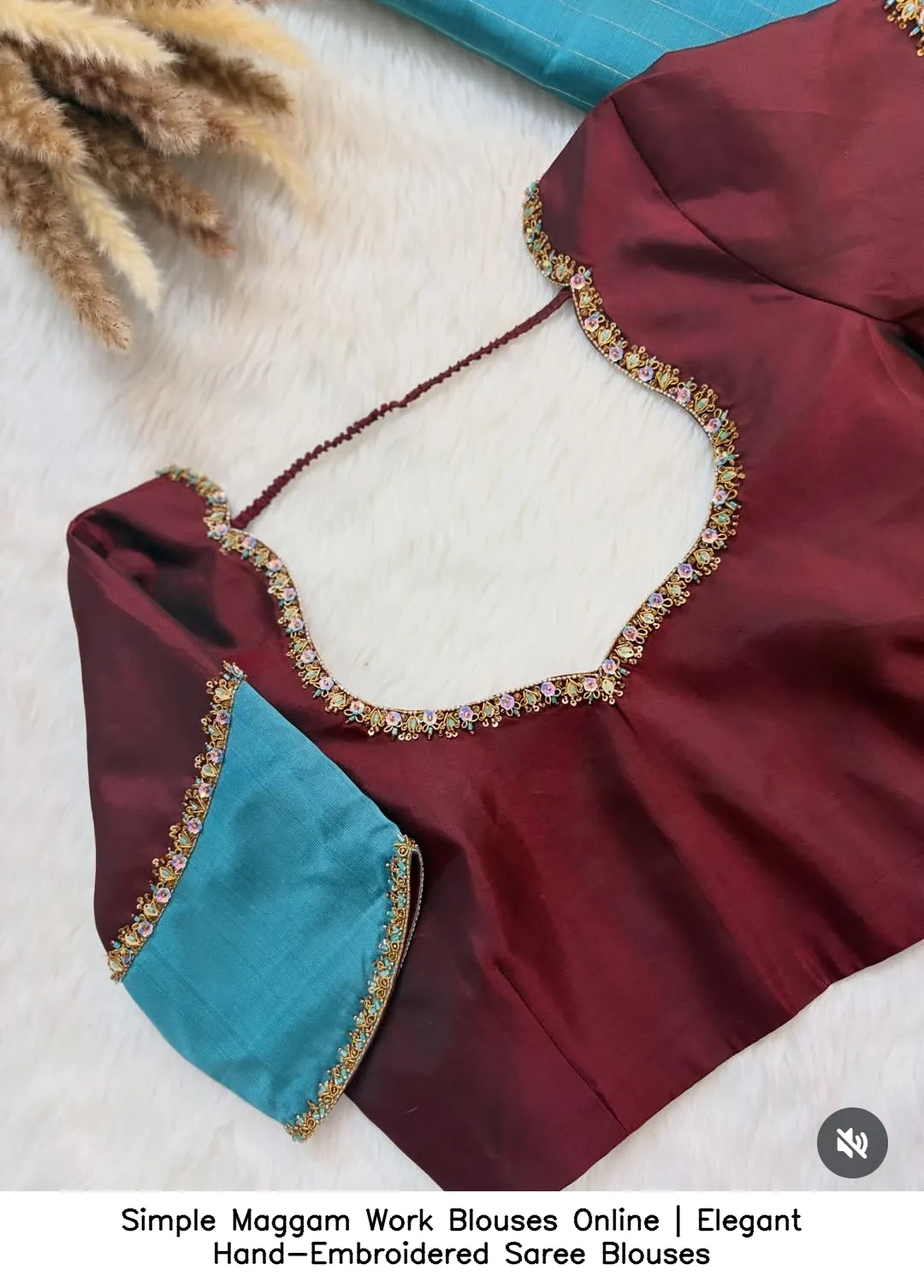 Simple Maggam Work Blouses Online | Elegant Hand-Embroidered Saree Blouses