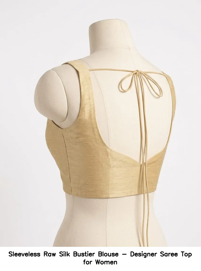 Sleeveless Raw Silk Bustier Blouse - Designer Saree Top for Women 3