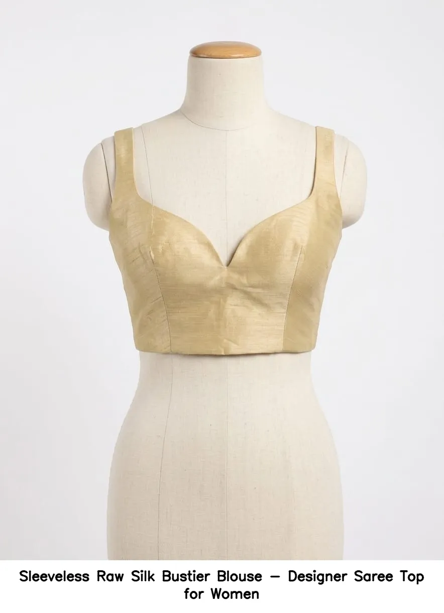 Sleeveless Raw Silk Bustier Blouse - Designer Saree Top for Women 6