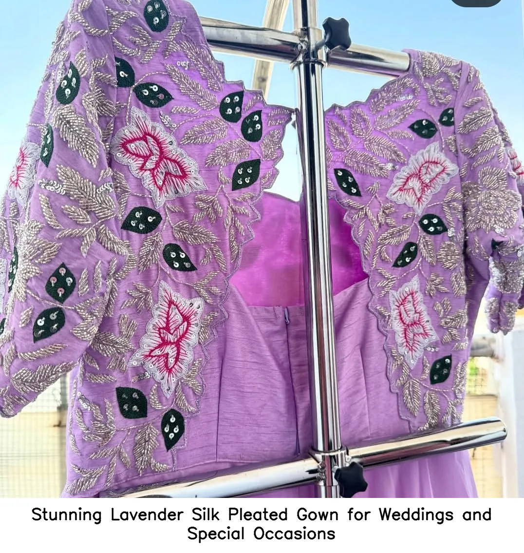 Stunning Lavender Silk Pleated Gown for Weddings and Special Occasions 3