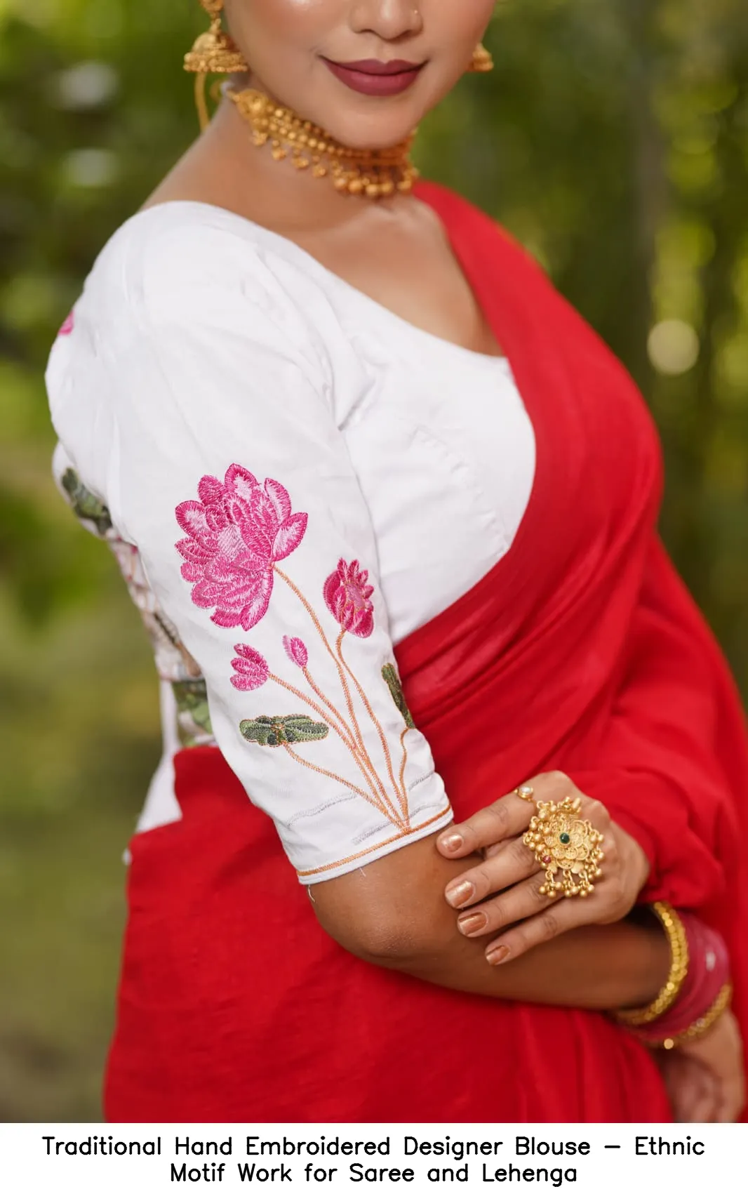 Traditional Hand Embroidered Designer Blouse - Ethnic Motif Work for Saree and Lehenga 12
