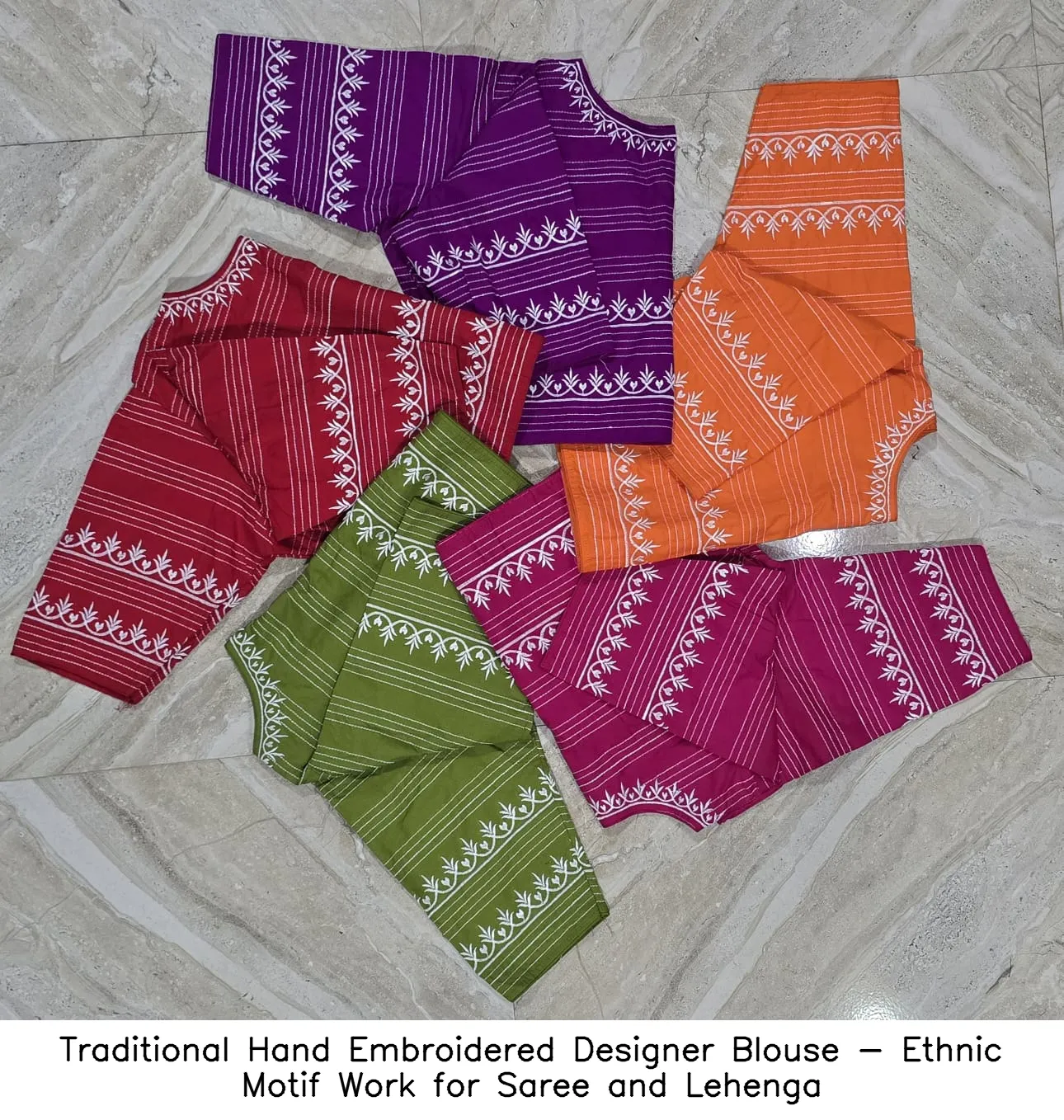Traditional Hand Embroidered Designer Blouse - Ethnic Motif Work for Saree and Lehenga 14