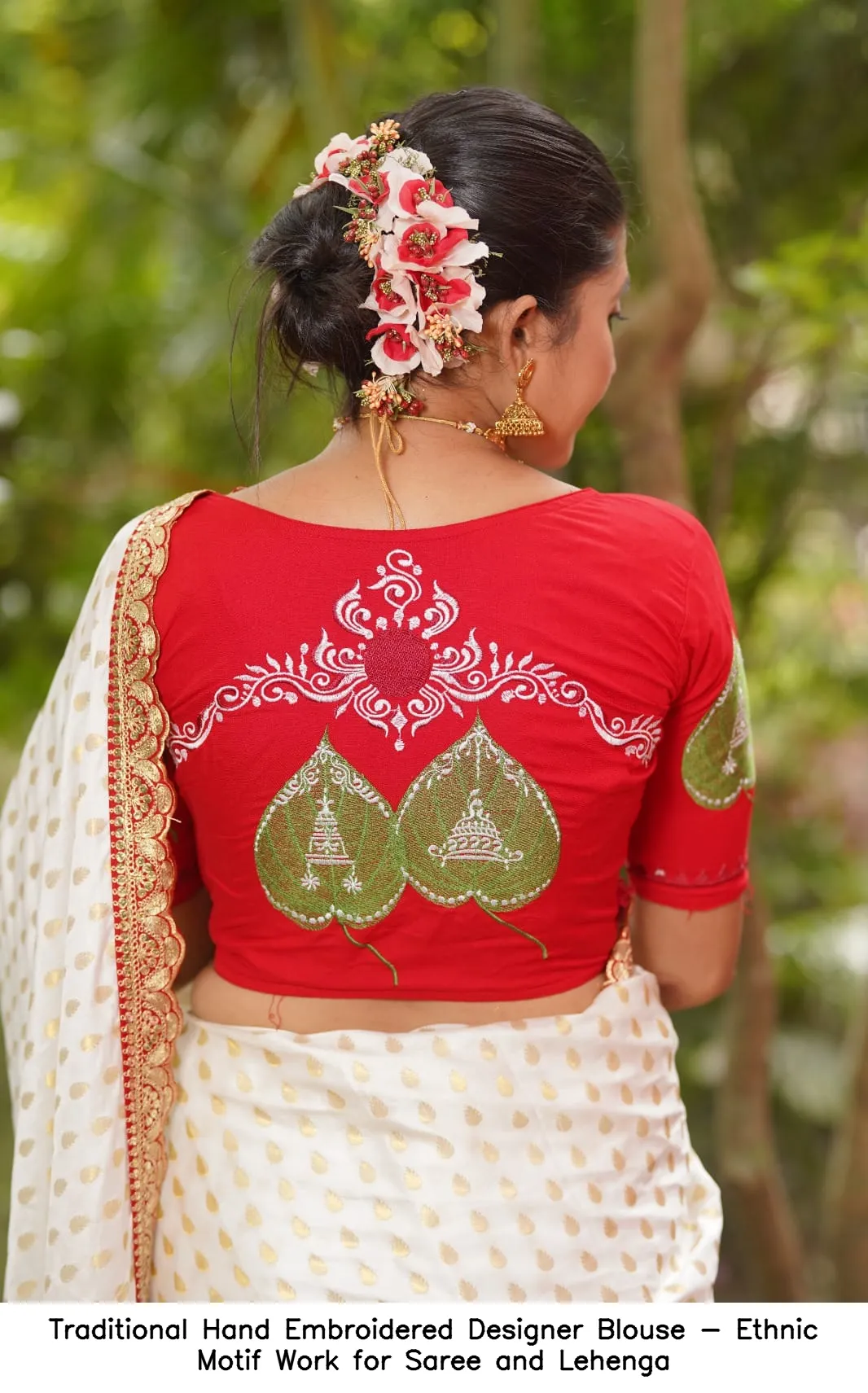 Traditional Hand Embroidered Designer Blouse - Ethnic Motif Work for Saree and Lehenga 3