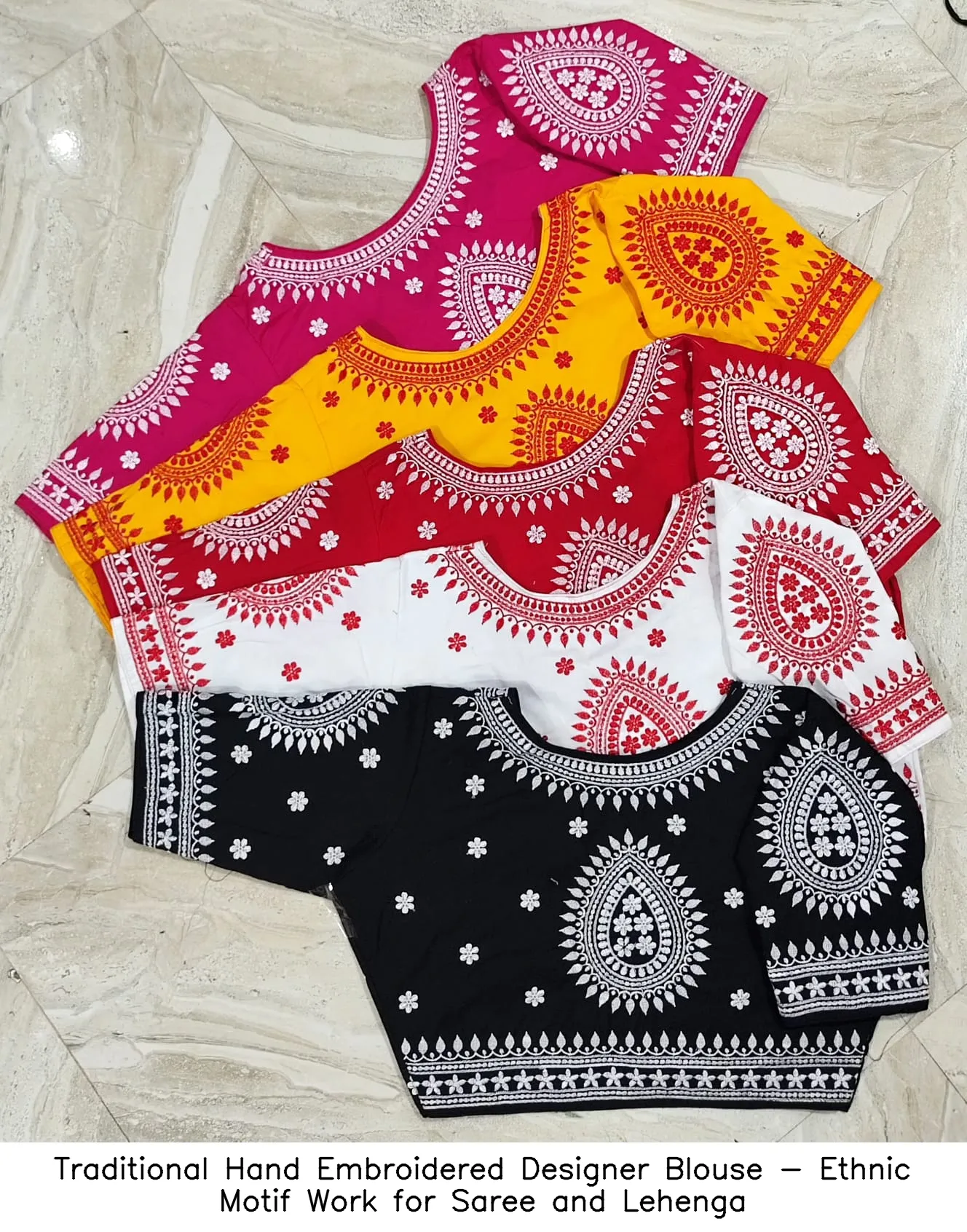 Traditional Hand Embroidered Designer Blouse - Ethnic Motif Work for Saree and Lehenga 6