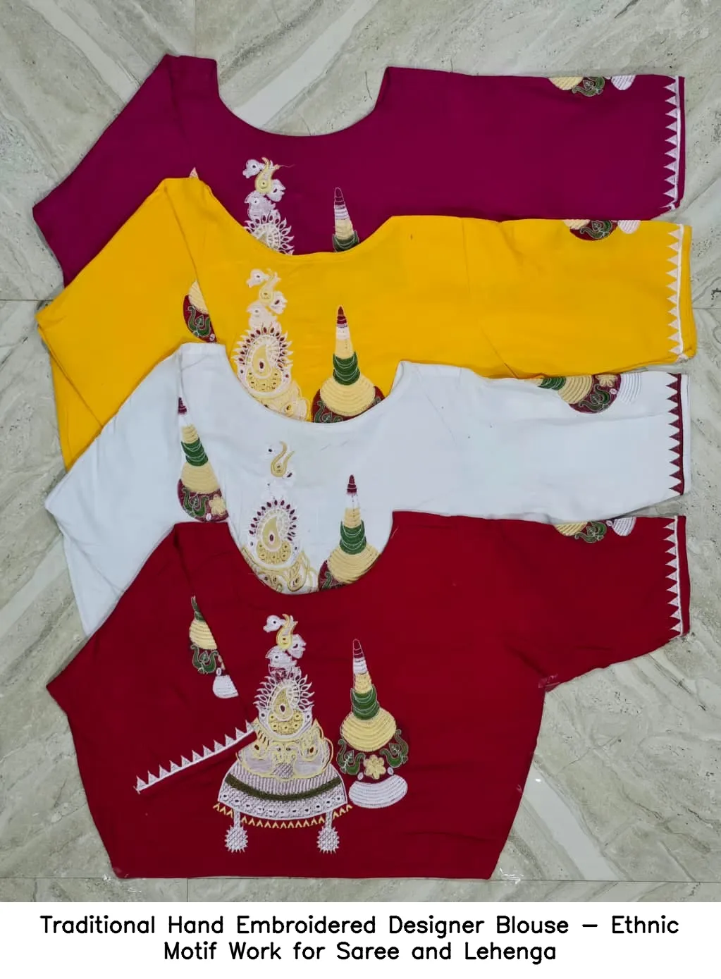 Traditional Hand Embroidered Designer Blouse - Ethnic Motif Work for Saree and Lehenga 7