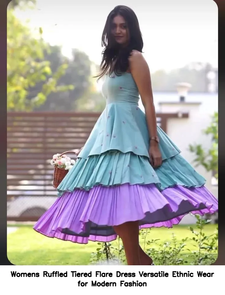 Women’s Ruffled Tiered Flare Dress – Versatile Ethnic Wear for Modern Fashion