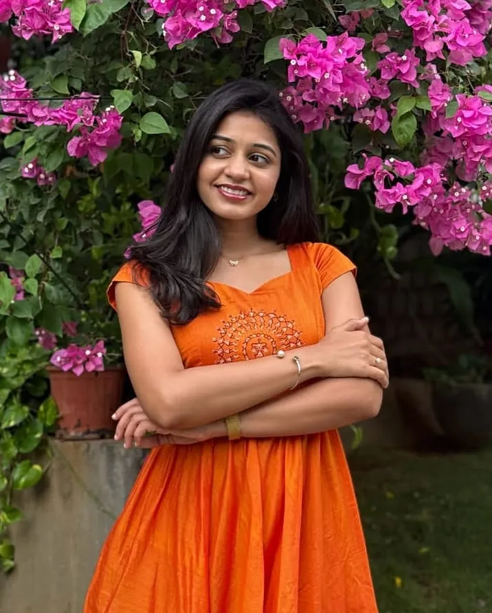 Bright Orange Asymmetric Kurti Dress | Embroidered Yoke Fusion Wear for Women 1