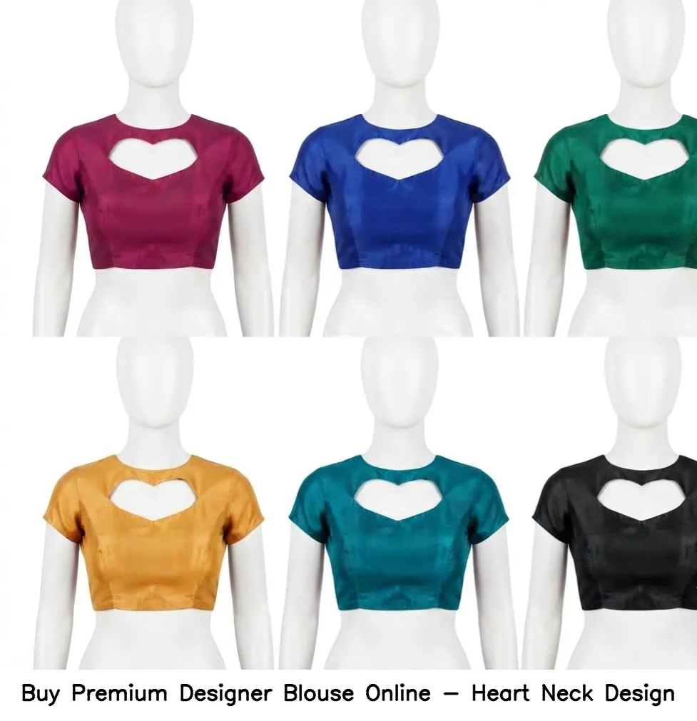 Buy Premium  Designer Blouse Online - Heart Neck Design 2