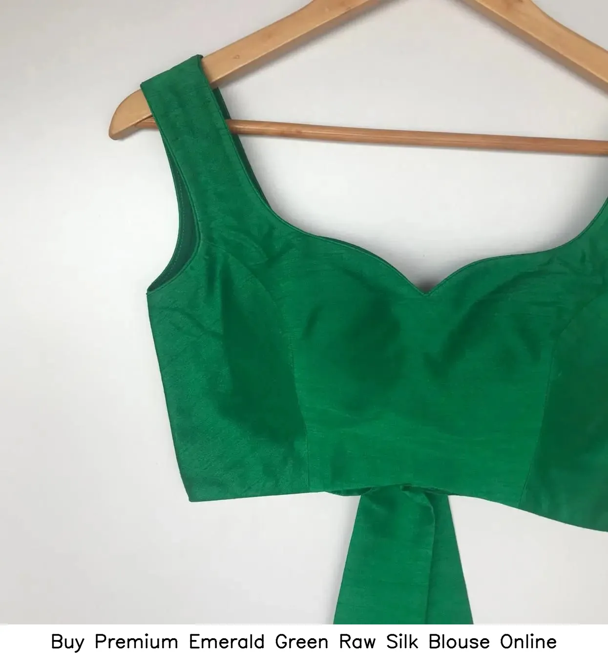Buy Premium Emerald Green Raw Silk Blouse Online 2