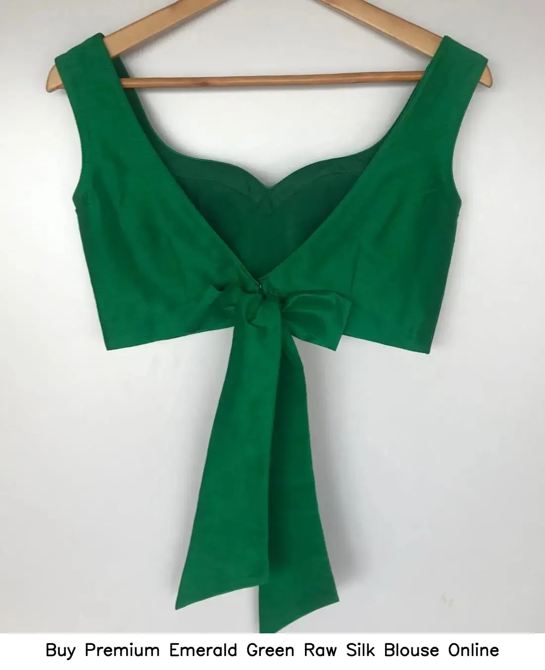 Buy Premium Emerald Green Raw Silk Blouse Online 3