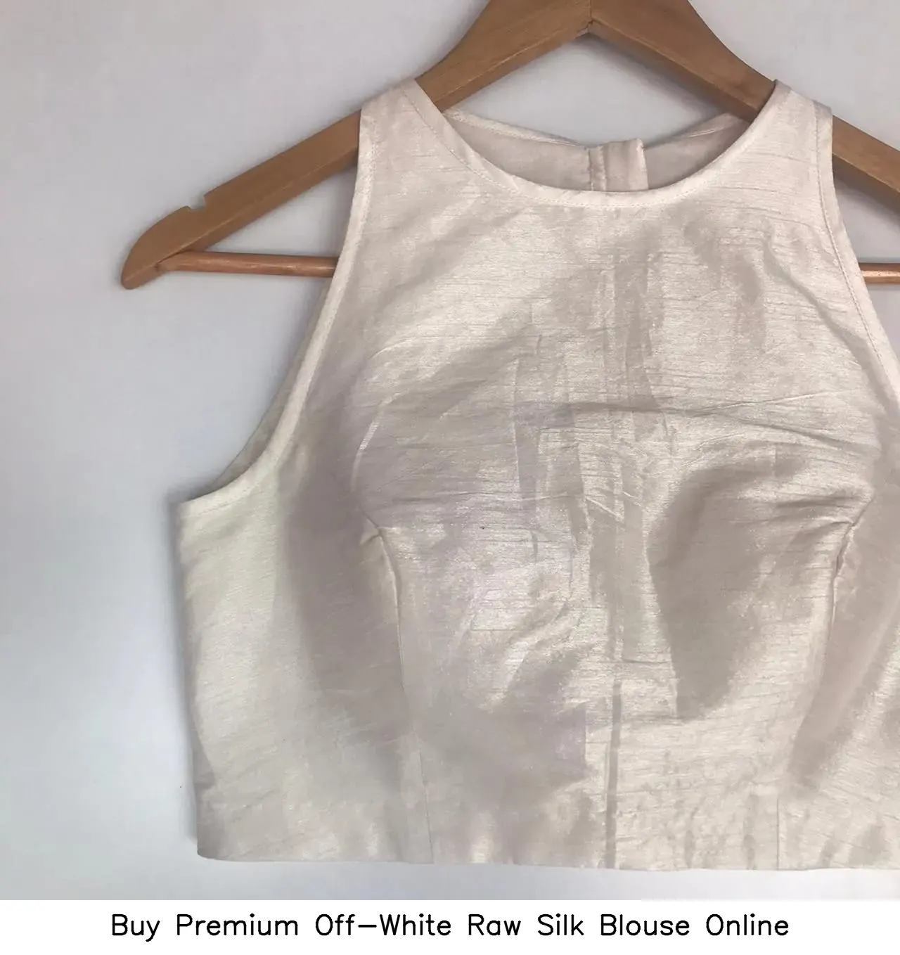 Buy Premium Off-White Raw Silk Blouse Online 3