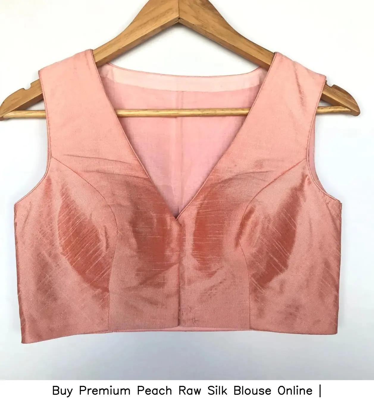 Buy Premium Peach Raw Silk Blouse Online | 3